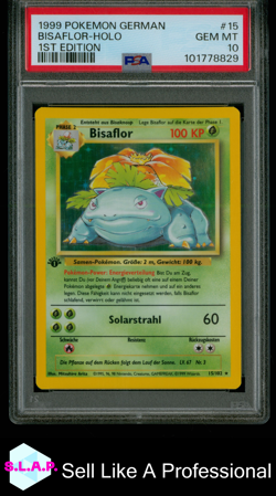 BISAFLOR-HOLO 1ST EDITION POKEMON GERMAN 1999 15 PSA 10 - Image 1