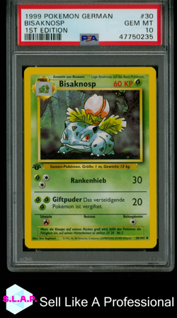 BISAKNOSP 1ST EDITION POKEMON GERMAN 1999 30 PSA 10 - Image 1