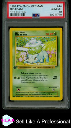 BISASAM 1ST EDITION POKEMON GERMAN 1999 44 PSA 10 - Image 1