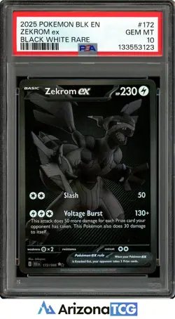 Pokemon 2025 Zekrom ex 172/086 Black & White Rare Black Bolt GEM MINT PSA 10 - Image 1