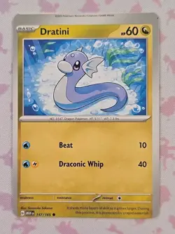Pokemon Card Dratini 147/165 Scarlet & Violet 151 Base Set Error Miscut Card - Image 1