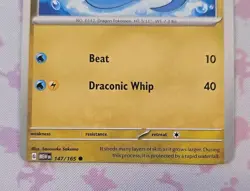 Pokemon Card Dratini 147/165 Scarlet & Violet 151 Base Set Error Miscut Card - Image 2