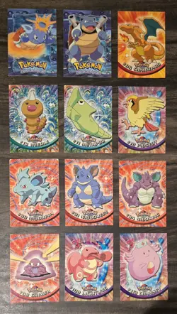 Vintage 1999 Pokemon Topps Black, Blue Logo TV Animation Edition Cards Charizard - Image 1
