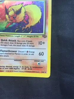 Pokemon Cards: Jungle Rare Holo: Flareon 3/64 - Image 5