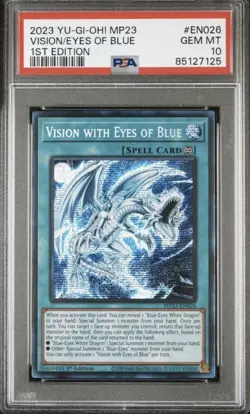 2023 PSA 10 YUGIOH Blue Eyes White Dragon VISION WITH EYES OF BLUE Card Rare - Image 1
