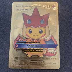 Pikachu Mega Charizard Tag Cosplay Gold Foil Fan Art Card - Image 1