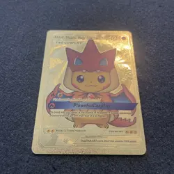 Pikachu Mega Charizard Tag Cosplay Gold Foil Fan Art Card - Image 2