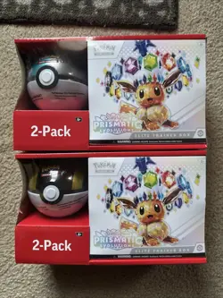 2 POKEMON PRISMATIC EVOLUTIONS ETB ELITE TRAINER BOX & POKEBALL SAMS CLUB BUNDLE - Image 1