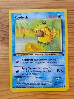 Pokemon TCG Psyduck Fossil 1st Edition Common 53/62 LP WOTC. - Image 1
