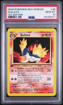 2000 POKEMON NEO GENESIS 1ST ED #46 QUILAVA PSA 10 - Image 1