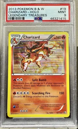 2013 Pokemon B&W 19 Charizard Holo Legendary Treasures PSA Mint 9 - Image 1