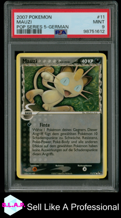MAUZI / MEOWTH POKEMON #11 2007 POP 5 SERIES NON-HOLO DEUTSCH PSA 9 - Image 1