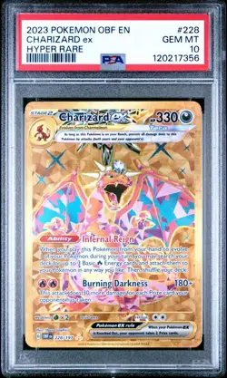 Pokemon Charizard ex 228 PSA 10 Gem Mint SV03 Obsidian Flames Hyper Rare Gold - Image 1