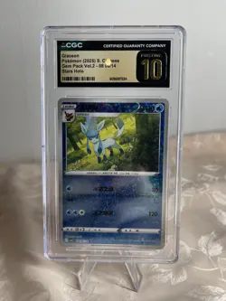 CGC 10 Pristine Glaceon Stars Holo 0806/14 Gem Pack Vol.2 ccb2 Pokemon Card Chin - Image 1