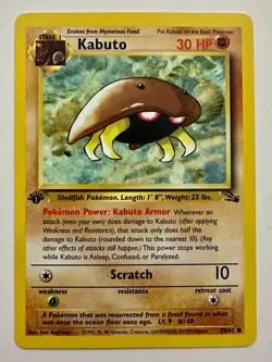 Kabuto 1st Edition Fossil 50/62 - Pokemon Card - Mint Condition - Image 1