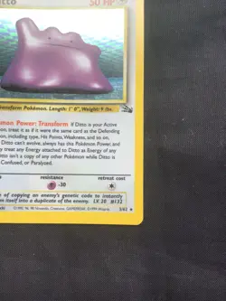 Pokemon Cards: Fossil Rare Holo: Ditto 3/62 - Image 5