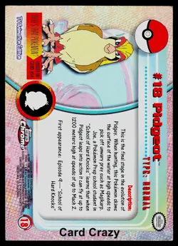 Pidgeot #18 - Topps Chrome Series 1 Pokemon Card Played - Image 2