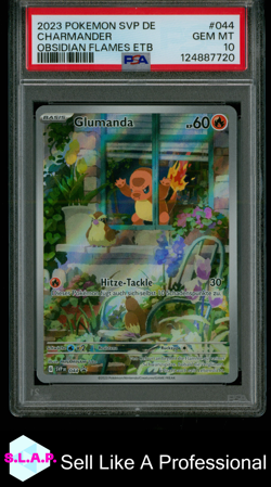 CHARMANDER OBSIDIAN FLAMES ETB POKEMON GER SVP DE-SV BLK STR PRM 2023 044 PSA 10 - Image 1