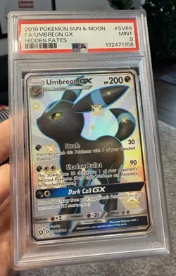 2019 Pokemon Sun & Moon Umbreon GX Hidden Fates Full Art #SV69 PSA 9 Mint - Image 3