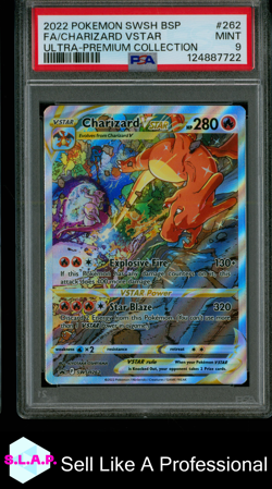 FA/CHARIZARD VSTAR ULTRA-PREMIUM COLL POKEMON SWSH BLCK STR PRM 2022 262 PSA 9 - Image 1