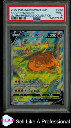 FA/CHARIZARD V ULTRA-PREMIUM COLLECTION POKEMON SWSH BLCK STR PRM 2022 260 PSA 9 - Image 1