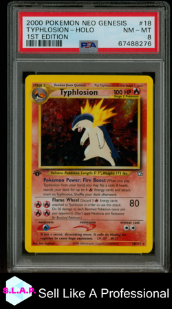 TYPHLOSION POKEMON 18 2000 NEO GENESIS HOLO ENGLISH PSA 8 - Image 1