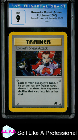 ROCKETS SNEAK ATTACK POKEMON 16 2000 TEAM ROCKET HOLO ENGLISH CGC 9 - Image 1