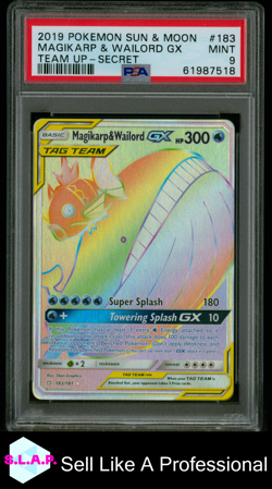 MAGIKARP & WAILORD GX POKEMON 183/181 2019 TEAM UP MINT ENGLISCH PSA 9 - Image 1