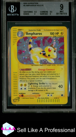 AMPHAROS POKEMON 2 2002 EXPEDITION HOLO ENGLISH BGS 9 - Image 1
