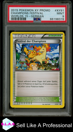 FESTIVAL DER CHAMPIONS POKEMON XY91 2015 WORLDS 2015 PROMO MINT DEUTSCH PSA 9 - Image 1