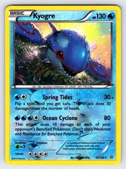 Kyogre 53/160 2015 XY Primal Clash Pokemon Card Reverse Holo Rare - Vlp - Image 1