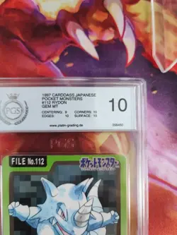 Pokemon Card Rizeros Rhydon Pocket Monsters Carddass 1997 Japanese PGS PSA 10 - Image 4