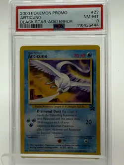 2000 Pokemon Promo Black Star Articuno Aoki Error #22 PSA 8 - Image 1