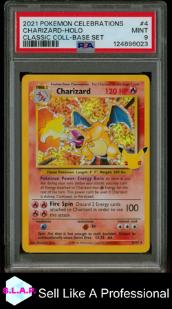 CHARIZARD-HOLO CLASSIC COLL-BASE SET POKEMON CELEB CLSC. COLL. 2021 4 PSA 9 - Image 1