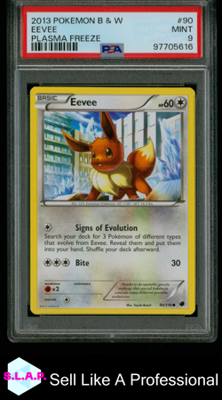 EEVEE POKEMON 90 2013 PLASMA FREEZE NON HOLO ENGLISH PSA 9 - Image 1
