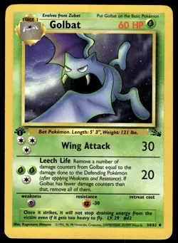 Pokemon TCG Fossil #34/62 Golbat 1st Edition LP - Image 1