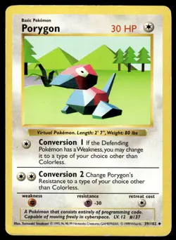 Pokemon TCG Base Set (Shadowless) #39/102 Porygon DMG - Image 1