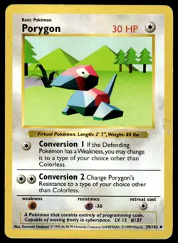 Pokemon TCG Base Set (Shadowless) #39/102 Porygon HP - Image 1