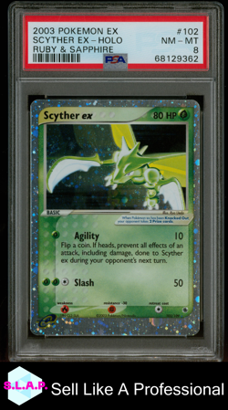 SCYTHER EX POKEMON 102 2003 RUBY & SAPPHIRE HOLO ENGLISH PSA 8 - Image 1