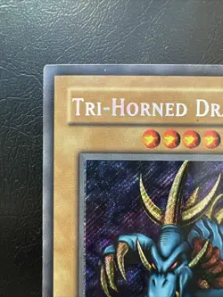 Yugioh! Tri Horned Dragon Secret Rare 1st Edition NM LOB-000 Glossy NA - Image 2