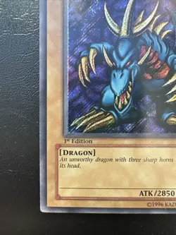 Yugioh! Tri Horned Dragon Secret Rare 1st Edition NM LOB-000 Glossy NA - Image 4