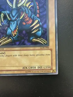 Yugioh! Tri Horned Dragon Secret Rare 1st Edition NM LOB-000 Glossy NA - Image 5