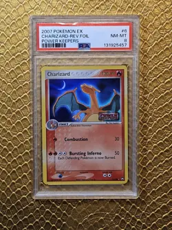 POKEMON EX POWER KEEPERS CHARIZARD #6 REVERSE HOLO FOIL CARD PSA 8 - Image 1