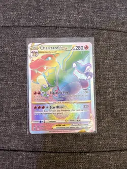 Pokemon TCG Charizard VSTAR Rainbow Secret Rare Card Brilliant Stars 174/172 - Image 1