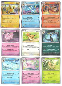 Eevee x9 Pokemon Cards - Big Lot - 151 Umbreon Sylveon Eeveelution - 133/165 - Image 1