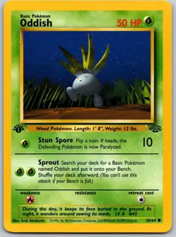 Oddish 1st Edition 58/64 Jungle Common Pokemon Vintage Card WOTC LP 1999 - Image 1