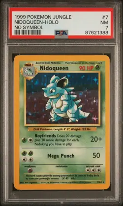 PSA 7 NM Nidoqueen No Symbol ERROR Holo Rare 7/64 Jungle Pokemon Card - Image 1