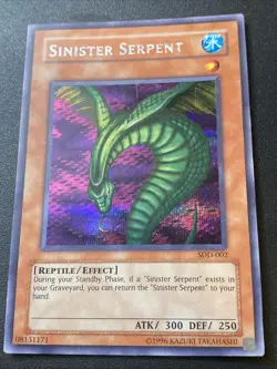 Yugioh Card TCG Sinister Serpent SDD-002 Prismatic Rare Secret Rare VLP/NM Promo - Image 1