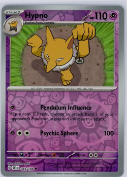 Pokemon TCG Hypno Scarlet & Violet Base Set 083/198 Reverse Holo Uncommon - Image 1