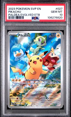 2023 POKEMON SVP EN-SV BLACK STAR PROMO #027 PIKACHU PSA 10 - Image 1